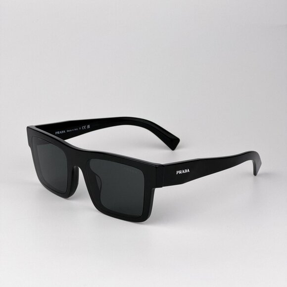 Prada PR19WSF Rectangle Sunglasses – Black Frame Grey Lenses | Model 1AB5S0 - Picture 1 of 9